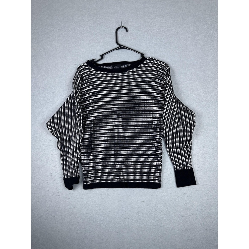 Cyrus Sweater Womens XS Black White Striped Pullover Crewneck Lightweight‎ Knit